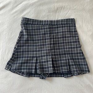 Navy & Blue Plaid Pleated Mini Skort